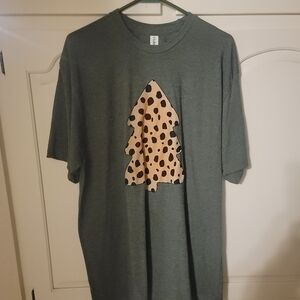 Tultex Green T-Shirt With Leopard Print Christmas Tree